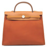 エルメス HERMES エールバッグジップPM 31 オレンジ×ナチュラル トワルオフィシエ ヴァッシュハンター 2WAYバッグ シルバー金具 茶 バイカラー