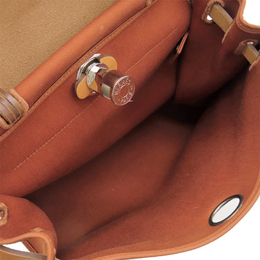 エルメス HERMES エールバッグジップPM 31 オレンジ×ナチュラル トワルオフィシエ ヴァッシュハンター 2WAYバッグ シルバー金具 茶 バイカラー