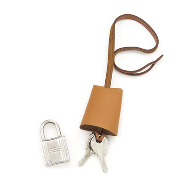 エルメス HERMES エールバッグジップPM 31 オレンジ×ナチュラル トワルオフィシエ ヴァッシュハンター 2WAYバッグ シルバー金具 茶 バイカラー