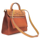 エルメス HERMES エールバッグジップPM 31 オレンジ×ナチュラル トワルオフィシエ ヴァッシュハンター 2WAYバッグ シルバー金具 茶 バイカラー