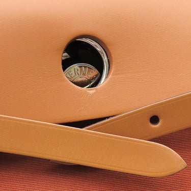 エルメス HERMES エールバッグジップPM 31 オレンジ×ナチュラル トワルオフィシエ ヴァッシュハンター 2WAYバッグ シルバー金具 茶 バイカラー