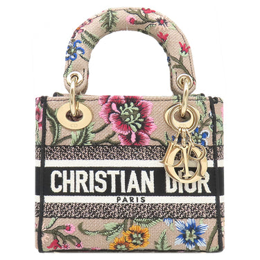 クリスチャン・ディオール Christian Dior レディ D-ライト M0500OEAU ピンクベージュ キャンバス 2WAYバッグ シャンパンゴールド金具 Petites Fleurs 花柄