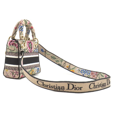クリスチャン・ディオール Christian Dior レディ D-ライト M0500OEAU ピンクベージュ キャンバス 2WAYバッグ シャンパンゴールド金具 Petites Fleurs 花柄