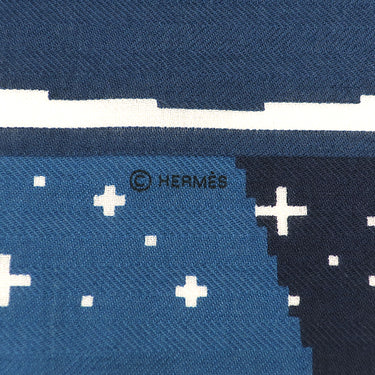エルメス HERMES カレH 100 H103808T ターコイズ×マリン×ジョーヌ カシミヤ シルク スカーフ 新品 未使用 【FAUBOURG PARTY/フォーブル パーティー】