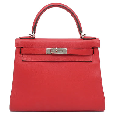 エルメス HERMES ケリー28 内縫い ヴェルソ ルージュグレナ×ルージュクー エバーカラー 2WAYバッグ シルバー金具 ハンドバッグ ショルダー