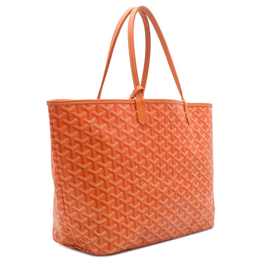 ゴヤール GOYARD サンルイPM オレンジ PVCコーティングキャンバス ゴヤールディンキャンバス シュヴロッシュカーフスキン トートバッグ シルバー金具 リバーシブル ヘリンボーン