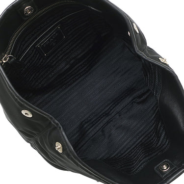 プラダ PRADA メタルロゴ トート NERO ナイロン レザー 2WAYバッグ シルバー金具 ショルダー 黒