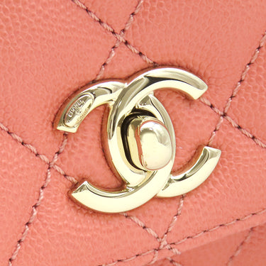 シャネル CHANEL ココハンドル XXS A92991 サーモンピンク キャビアスキン 2WAYバッグ ゴールド金具 トップハンドル