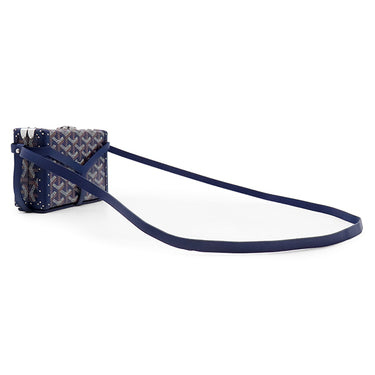 ゴヤール GOYARD ミノディエール トランクバッグ MINA08PMLTY12CL12P ネイビーブルー キャンバス ゴヤールディンキャンバス クラムシーカウハイド ショルダーバッグ シルバー金具 紺 茶 白 杉綾模様