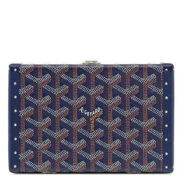 ゴヤール GOYARD ミノディエール トランクバッグ MINA08PMLTY12CL12P ネイビーブルー キャンバス ゴヤールディンキャンバス クラムシーカウハイド ショルダーバッグ シルバー金具 紺 茶 白 杉綾模様