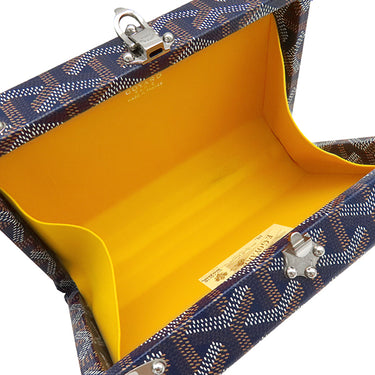 ゴヤール GOYARD ミノディエール トランクバッグ MINA08PMLTY12CL12P ネイビーブルー キャンバス ゴヤールディンキャンバス クラムシーカウハイド ショルダーバッグ シルバー金具 紺 茶 白 杉綾模様