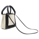 バレンシアガ BALENCIAGA ネイビーカバス XS 390346 ナチュラル×ブラック コットンキャンバス レザー 2WAYバッグ シルバー金具 白 黒
