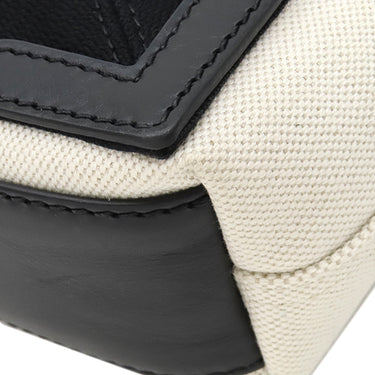 バレンシアガ BALENCIAGA ネイビーカバス XS 390346 ナチュラル×ブラック コットンキャンバス レザー 2WAYバッグ シルバー金具 白 黒