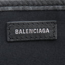 バレンシアガ BALENCIAGA ネイビーカバス XS 390346 ナチュラル×ブラック コットンキャンバス レザー 2WAYバッグ シルバー金具 白 黒