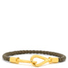 エルメス HERMES ジャンボ エトゥープ×ゴールド レザー GP ブレスレット グレージュ 編み込み レザーブレス