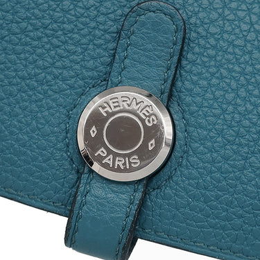 エルメス HERMES ドゴンロング ブルーイズミール トリヨンクレマンス 長財布 シルバー金具 青