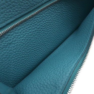 エルメス HERMES ドゴンロング ブルーイズミール トリヨンクレマンス 長財布 シルバー金具 青