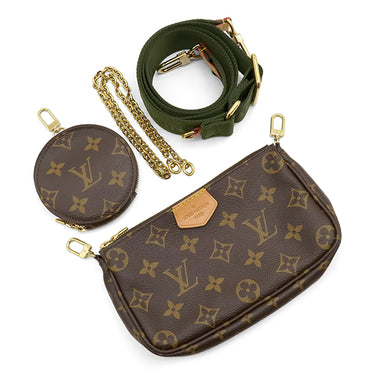 ルイヴィトン LOUIS VUITTON ミュルティ ポシェット アクセソワール M44813 カーキ モノグラムキャンバス ショルダーバッグ ゴールド金具 ポーチ