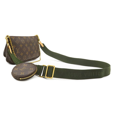 ルイヴィトン LOUIS VUITTON ミュルティ ポシェット アクセソワール M44813 カーキ モノグラムキャンバス ショルダーバッグ ゴールド金具 ポーチ
