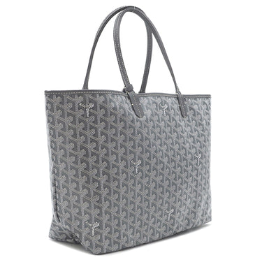 ゴヤール GOYARD サンルイPM グレー PVCコーティングキャンバス ゴヤールディンキャンバス シュヴロッシュカーフスキン トートバッグ シルバー金具 リバーシブル ヘリンボーン