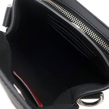 ヴァレンティノ VALENTINO VLTN クロスボディバッグ ブラック レザー ショルダーバッグ シルバー金具 黒 白 ロゴ ショルダー 斜め掛け フラップ