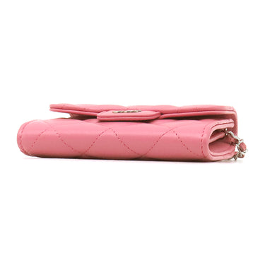 シャネル CHANEL ミニ チェーンクラッチ AP0238 ピンク ラムスキン チェーンウォレット シルバー金具 ココマーク