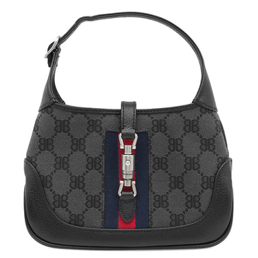 バレンシアガ BALENCIAGA ザ ハッカー プロジェクト ジャッキー 1961 680132 ブラック キャンバス レザー 2WAYバッグ シルバー金具 黒 GUCCI グッチ コラボ ショルダー