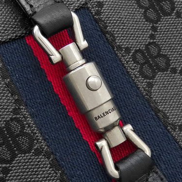 バレンシアガ BALENCIAGA ザ ハッカー プロジェクト ジャッキー 1961 680132 ブラック キャンバス レザー 2WAYバッグ シルバー金具 黒 GUCCI グッチ コラボ ショルダー