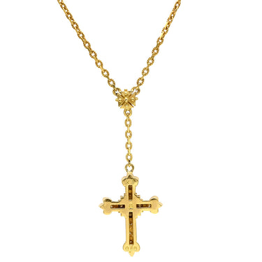 アーカー AHKAH クロスモチーフ ダイヤ ペンダント イエローゴールド K18YG ダイヤモンド ネックレス AHKAH 750 18K 十字架 CROSS ロングネックレス