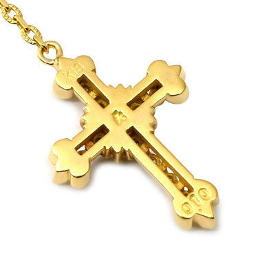 アーカー AHKAH クロスモチーフ ダイヤ ペンダント イエローゴールド K18YG ダイヤモンド ネックレス AHKAH 750 18K 十字架 CROSS ロングネックレス