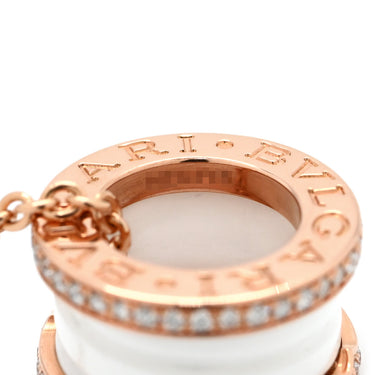 ブルガリ BVLGARI ビーゼロワン ダイヤ 350053 ホワイト×ピンクゴールド K18PG セラミック ダイヤモンド ネックレス B-zero1 Au750 18K 18金 白セラミック