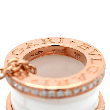 ブルガリ BVLGARI ビーゼロワン ダイヤ 350053 ホワイト×ピンクゴールド K18PG セラミック ダイヤモンド ネックレス B-zero1 Au750 18K 18金 白セラミック