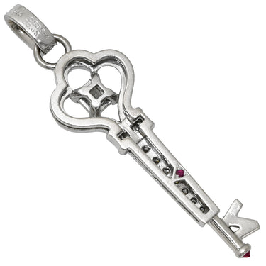 ノンブランド NON BRAND キーモチーフ ダイヤモンド ホワイトゴールド K18WG ダイヤモンド 色石 ペンダントトップ 十字架 18K 750 WG ネックレストップ カギ 鍵