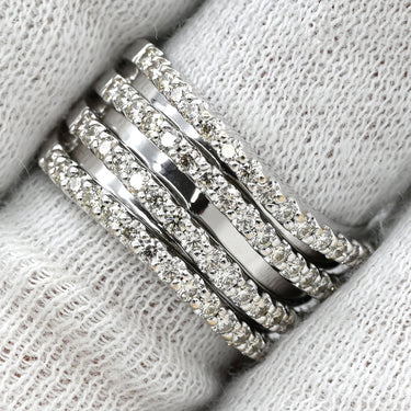 ノンブランド NON BRAND ダイヤモンド 1.00ct デザインリング ホワイトゴールド K18WG ダイヤモンド リング 指輪 18K 750 WG ウエーブ カーブリング 13.5号
