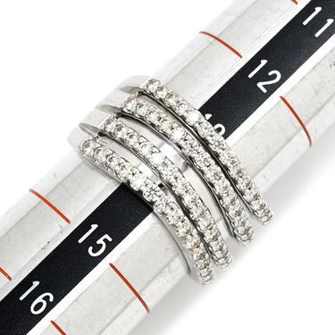 ノンブランド NON BRAND ダイヤモンド 1.00ct デザインリング ホワイトゴールド K18WG ダイヤモンド リング 指輪 18K 750 WG ウエーブ カーブリング 13.5号