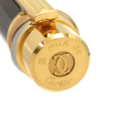 カルティエ Cartier マストライン ブラウン×ゴールド GP ラッカー K18YG(ペン先) 万年筆 トリニティ F字 マーブル カートリッジなし 18Kペン先