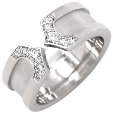 カルティエ Cartier C2 ダイヤモンド ホワイトゴールド K18WG ダイヤモンド #45(JP5) リング 指輪 Cドゥ 2C Au750 18K WG 4.5号