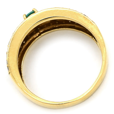 ノンブランド NON BRAND トルマリン 0.18ct ダイヤリング グリーン×イエローゴールド K18YG トルマリン ピンクダイヤモンド ダイヤモンド リング 指輪 緑 18K 750 YG 14.5号