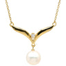 ミキモト MIKIMOTO パール デザインネックレス パールホワイト×イエローゴールド K18YG パール ダイヤモンド ネックレス MIKIMOTO 真珠 18K 18金 Au750 1Pダイヤ V字 スウィング