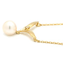 ミキモト MIKIMOTO パール デザインネックレス パールホワイト×イエローゴールド K18YG パール ダイヤモンド ネックレス MIKIMOTO 真珠 18K 18金 Au750 1Pダイヤ V字 スウィング
