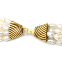 ミキモト MIKIMOTO パール 6連 ロングネックレス パールホワイト×イエローゴールド K18YG パール ネックレス MIKIMOTO 真珠 18K 750