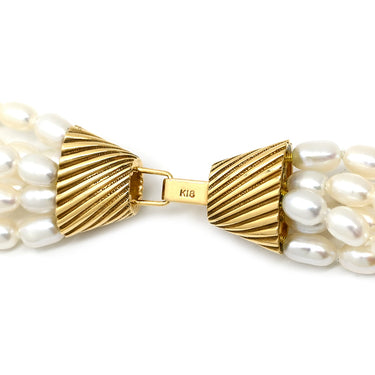 ミキモト MIKIMOTO パール 6連 ロングネックレス パールホワイト×イエローゴールド K18YG パール ネックレス MIKIMOTO 真珠 18K 750