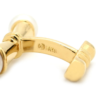 タサキ TASAKI パール カフリンクス パールホワイト×イエローゴールド K18YG パール カフス 真珠 2P 18K 750YG