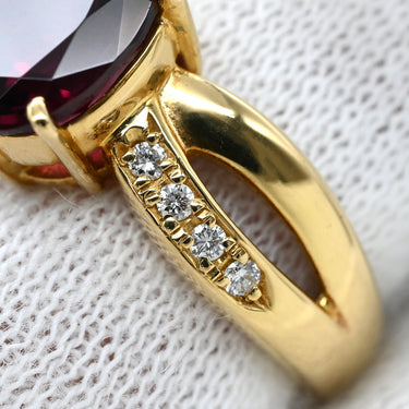 タサキ TASAKI ロードライトガーネット ダイヤ ワインレッド×イエローゴールド K18YG ロードライトガーネット ダイヤモンド リング 指輪 TASAKI 赤 Au750 18K オーバル ヴィンテージ 9号