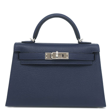 エルメス HERMES ミニケリードゥ 外縫い ヴェルソ ブルーサフィール×ブルーフランス シェーブル 2WAYバッグ シルバー金具 2024年製