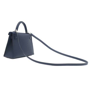 エルメス HERMES ミニケリードゥ 外縫い ヴェルソ ブルーサフィール×ブルーフランス シェーブル 2WAYバッグ シルバー金具 2024年製