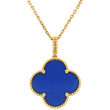 ヴァンクリーフアーペル Van Cleef & Arpels マジック アルハンブラ ロングネックレス VCARP6LA00 ブルー×イエローゴールド K18YG アゲート ネックレス 青 750YG 18K 1モチーフ