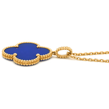 ヴァンクリーフアーペル Van Cleef & Arpels マジック アルハンブラ ロングネックレス VCARP6LA00 ブルー×イエローゴールド K18YG アゲート ネックレス 青 750YG 18K 1モチーフ