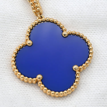 ヴァンクリーフアーペル Van Cleef & Arpels マジック アルハンブラ ロングネックレス VCARP6LA00 ブルー×イエローゴールド K18YG アゲート ネックレス 青 750YG 18K 1モチーフ