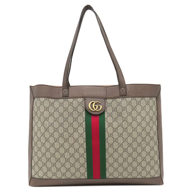 グッチ GUCCI ディズニーコラボ フィディア GG 547947 ベージュ×ブラウン GGスプリームキャンバス レザー トートバッグ ゴールド金具 三匹の子ブタ